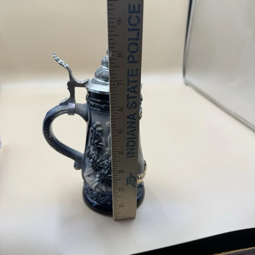 King German Stuttgart Beer Stein Handmade Pewter Lid-Hand Painted 0.5L (8